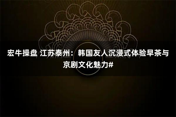 宏牛操盘 江苏泰州：韩国友人沉浸式体验早茶与京剧文化魅力#